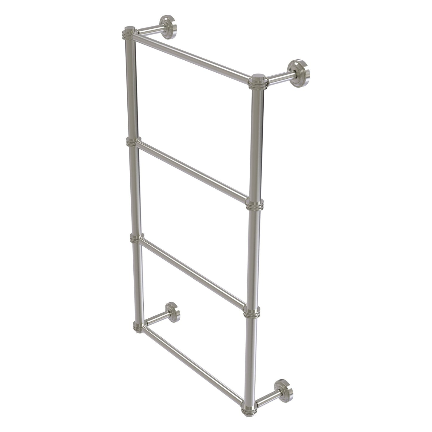 Allied Brass Dottingham 38.3" x 5.3" Satin Nickel Solid Brass 4-Tier Ladder Towel Bar With Dotted Detail
