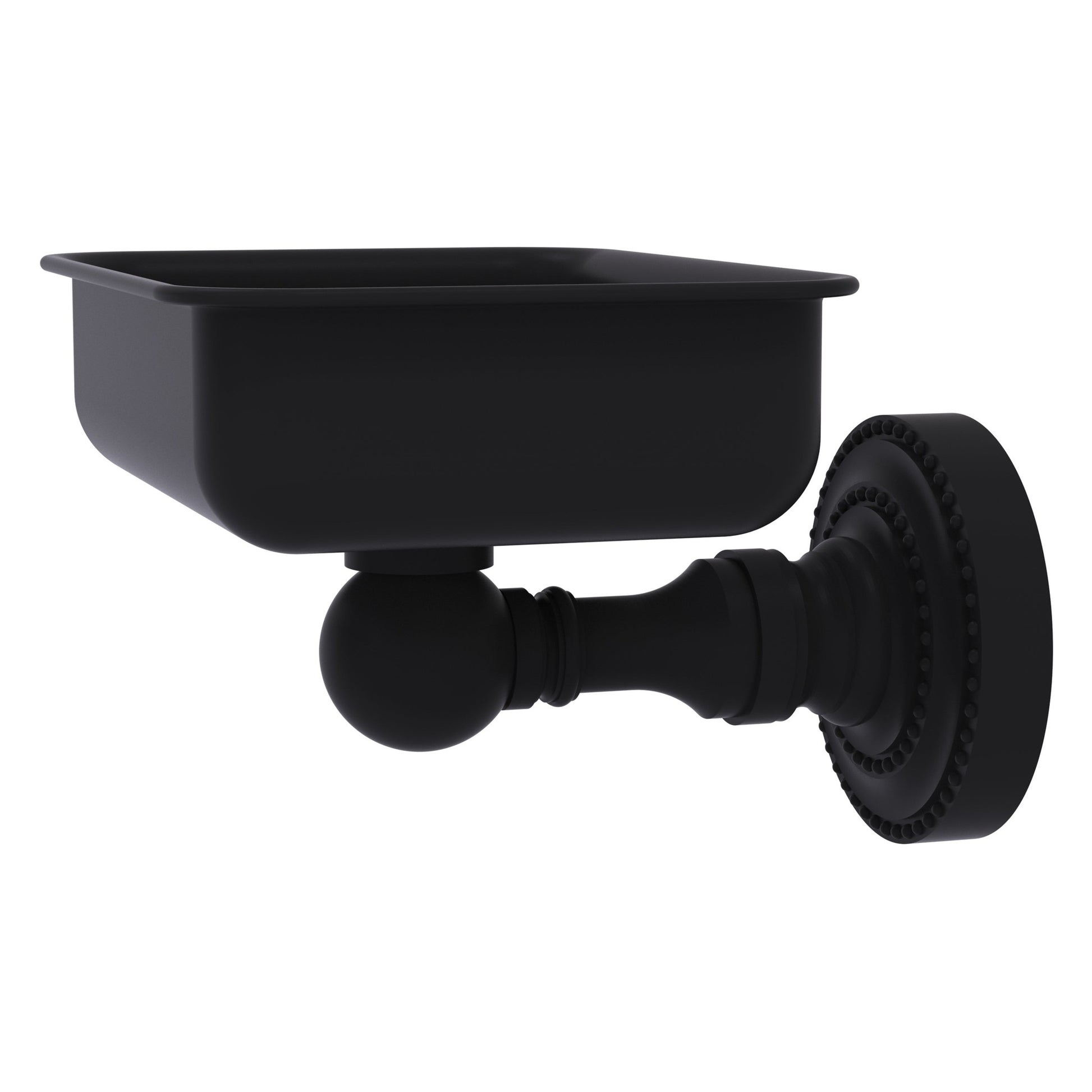 Allied Brass Dottingham 4.5" x 3.5" Matte Black Solid Brass Wall-Mounted Soap Dish