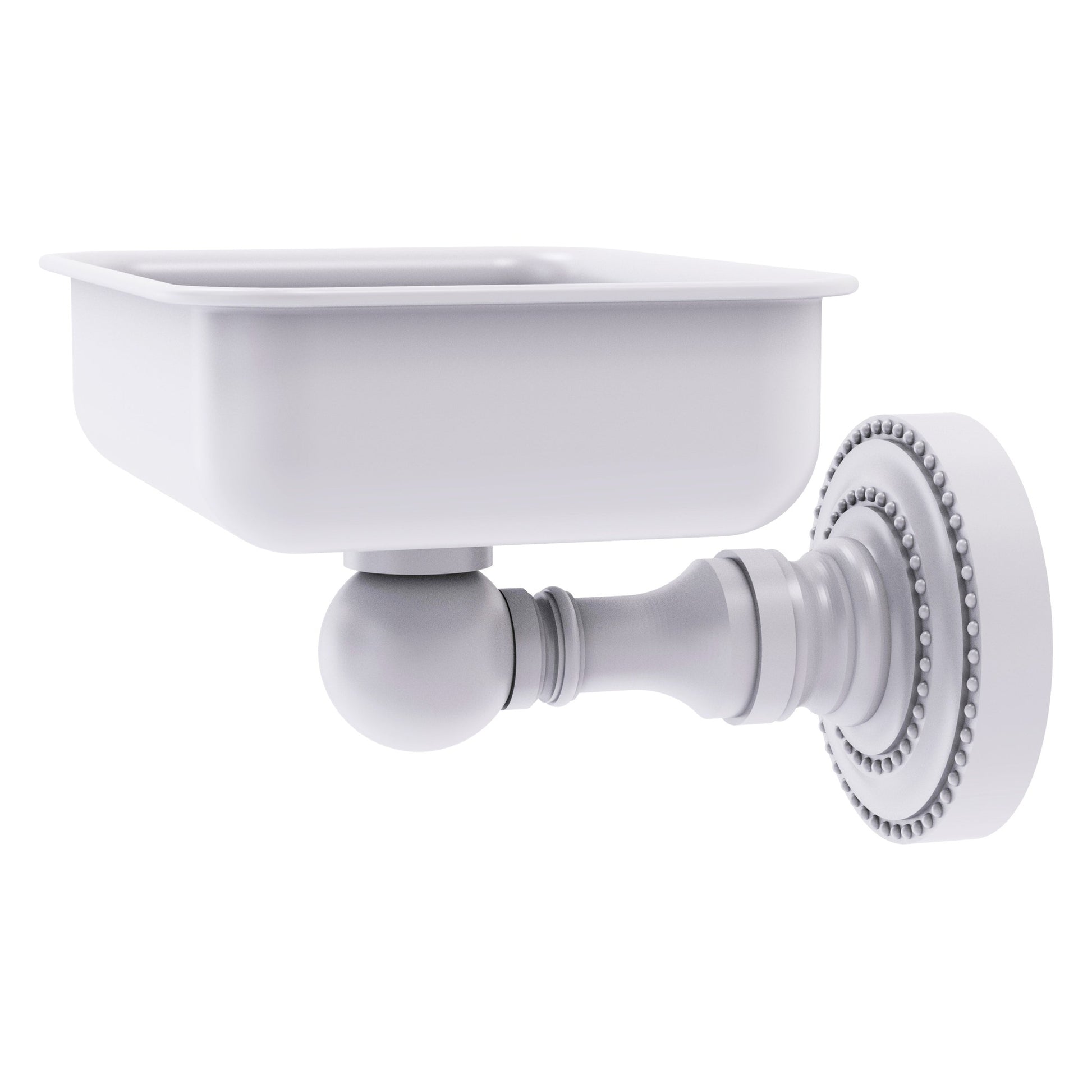 Allied Brass Dottingham 4.5" x 3.5" Matte White Solid Brass Wall-Mounted Soap Dish