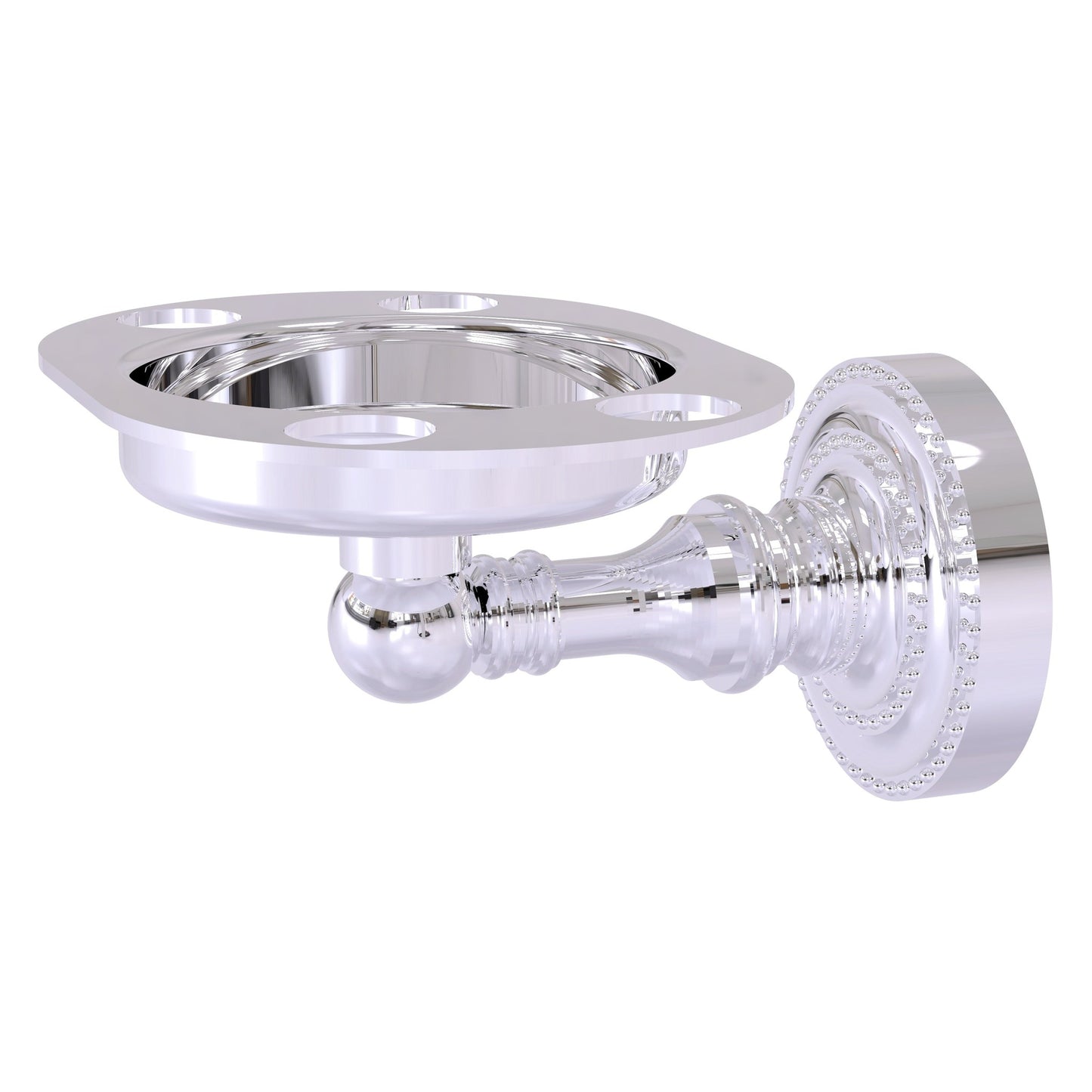 Allied Brass Dottingham 4.5" x 3.5" Polished Chrome Solid Brass Tumbler and Toothbrush Holder