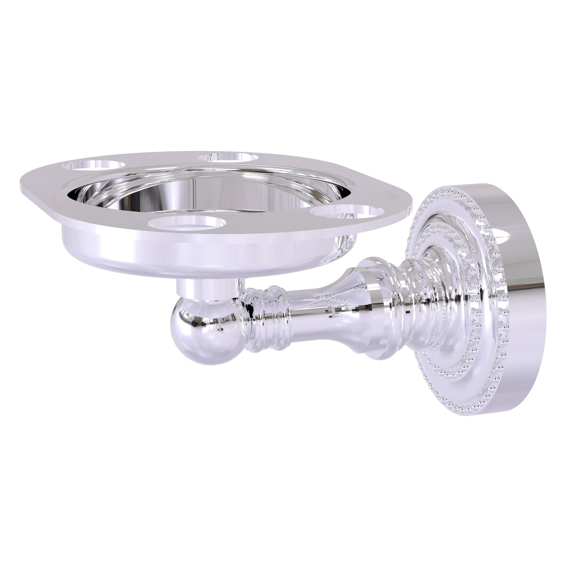 Allied Brass Dottingham 4.5" x 3.5" Polished Chrome Solid Brass Tumbler and Toothbrush Holder