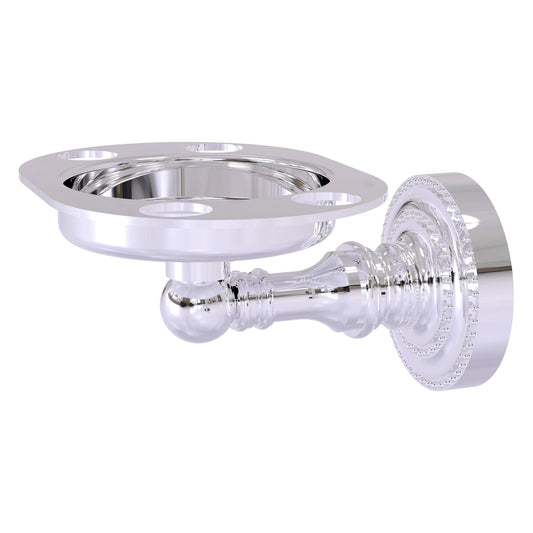Allied Brass Dottingham 4.5" x 3.5" Polished Chrome Solid Brass Tumbler and Toothbrush Holder