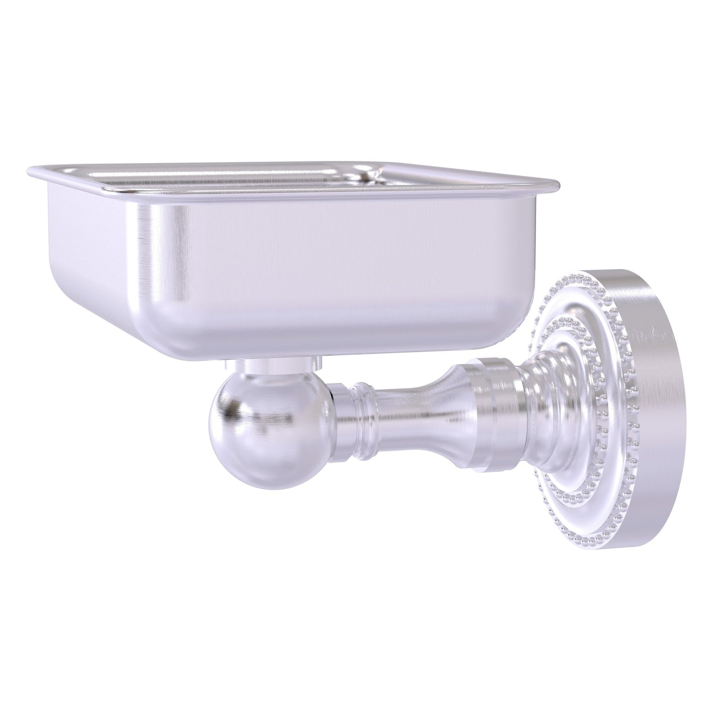 Allied Brass Dottingham 4.5" x 3.5" Satin Chrome Solid Brass Wall-Mounted Soap Dish