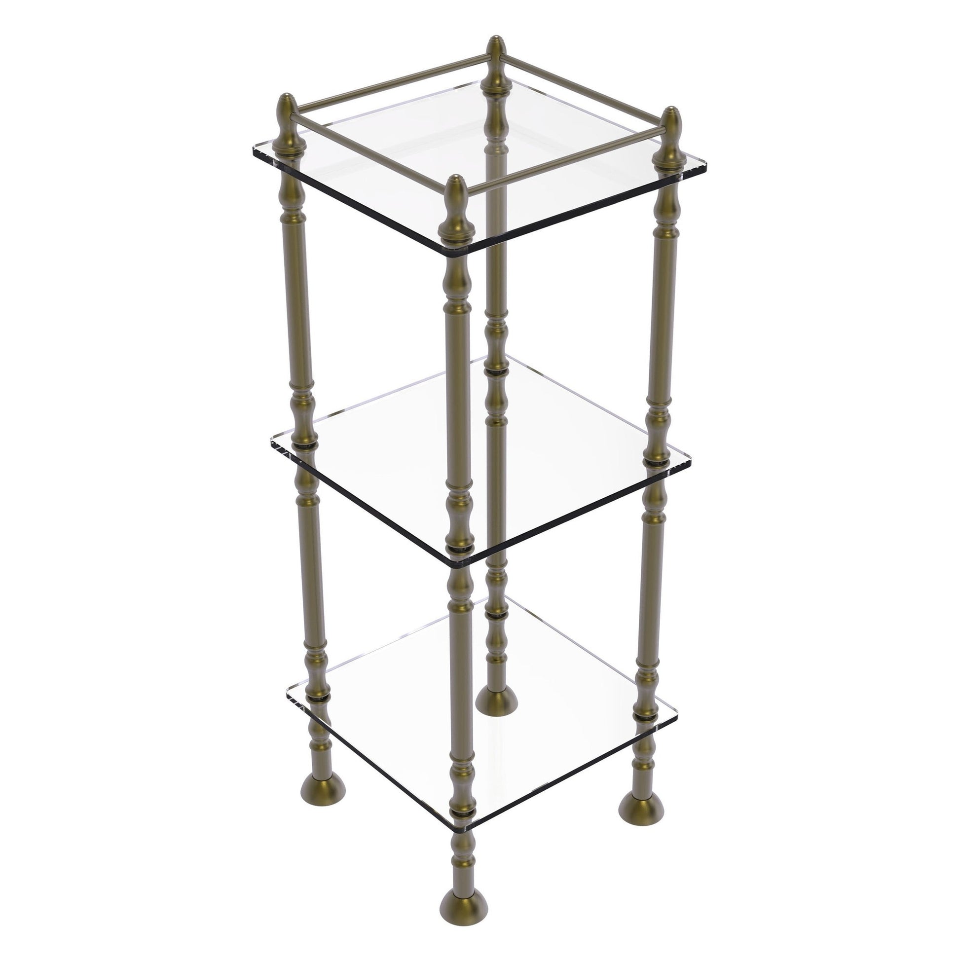 Allied Brass ET-14X143TGL 14" x 14" Antique Brass Solid Brass Three Tier Etagere With 14" x 14" Shelves
