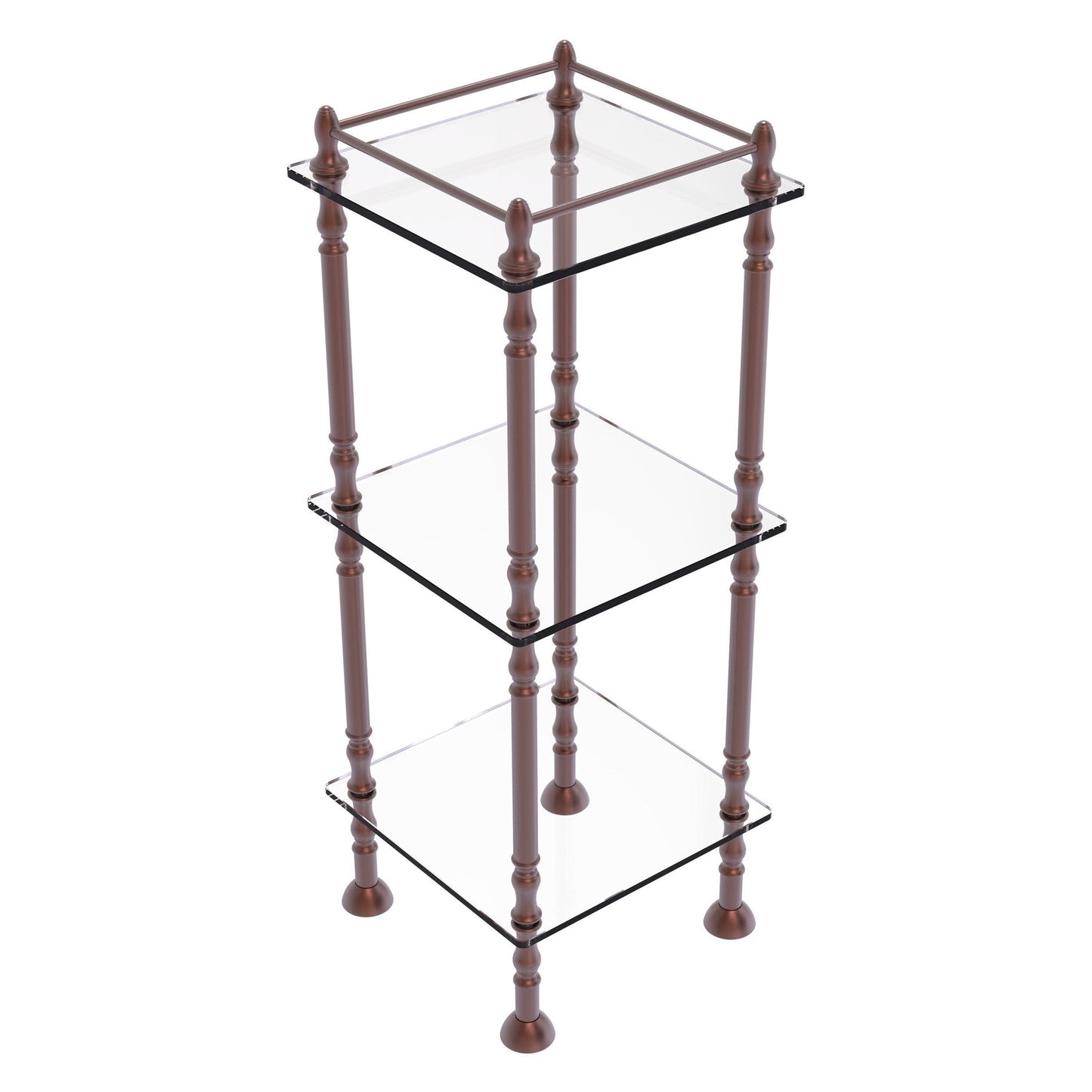 Allied Brass ET-14X143TGL 14" x 14" Antique Copper Solid Brass Three Tier Etagere With 14" x 14" Shelves