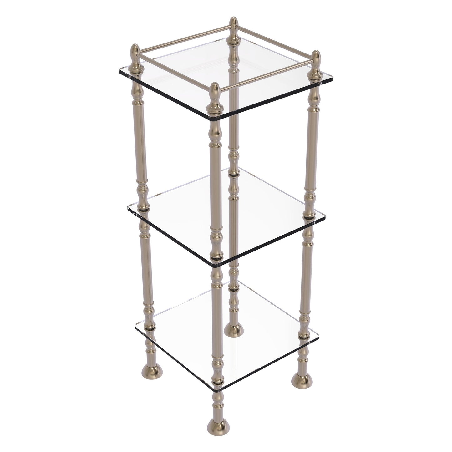 Allied Brass ET-14X143TGL 14" x 14" Antique Pewter Solid Brass Three Tier Etagere With 14" x 14" Shelves