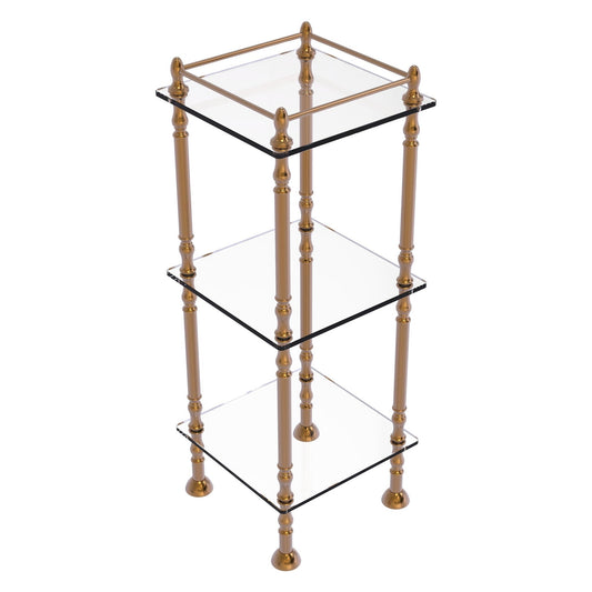 Allied Brass ET-14X143TGL 14" x 14" Brushed Bronze Solid Brass Three Tier Etagere With 14" x 14" Shelves