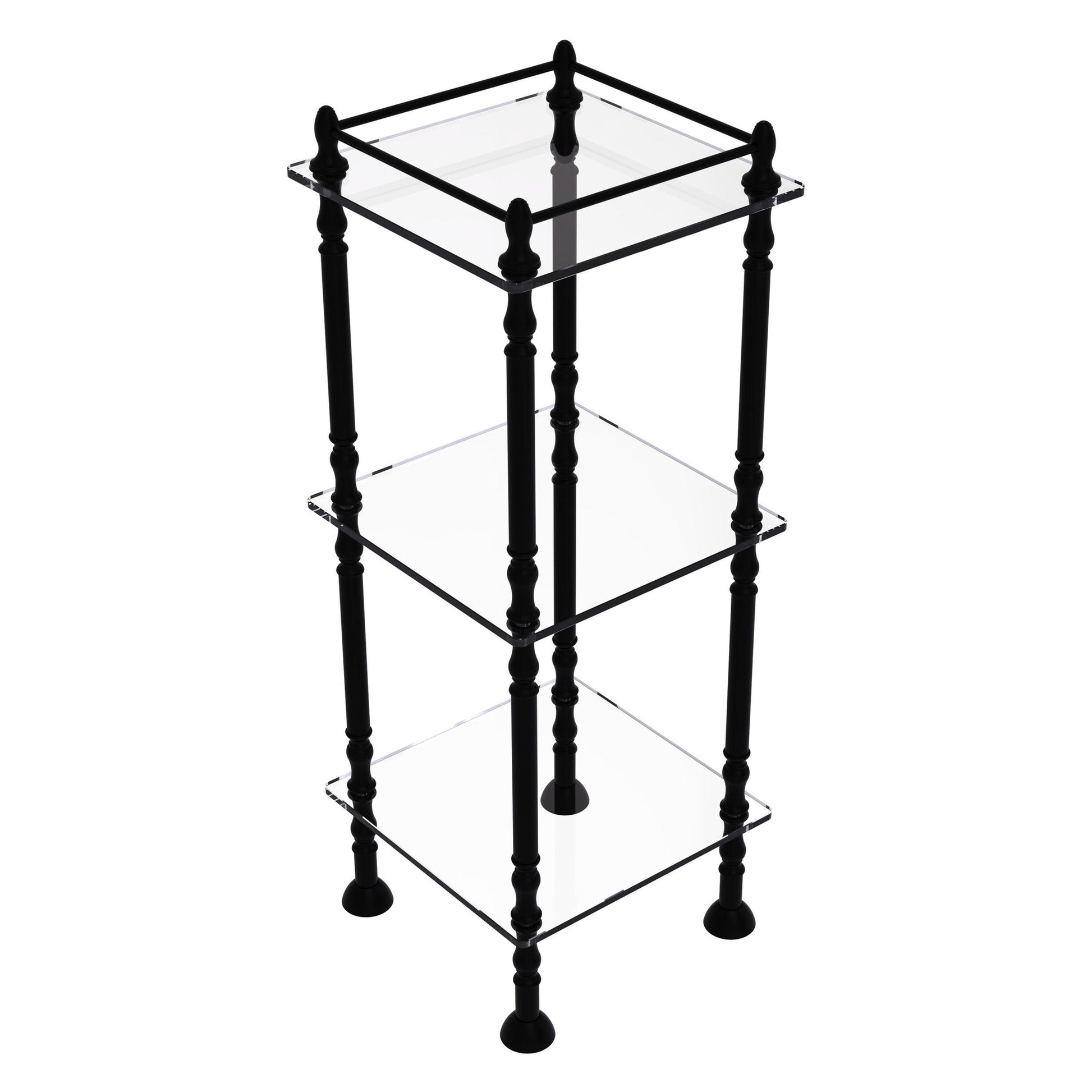 Allied Brass ET-14X143TGL 14" x 14" Matte Black Solid Brass Three Tier Etagere With 14" x 14" Shelves