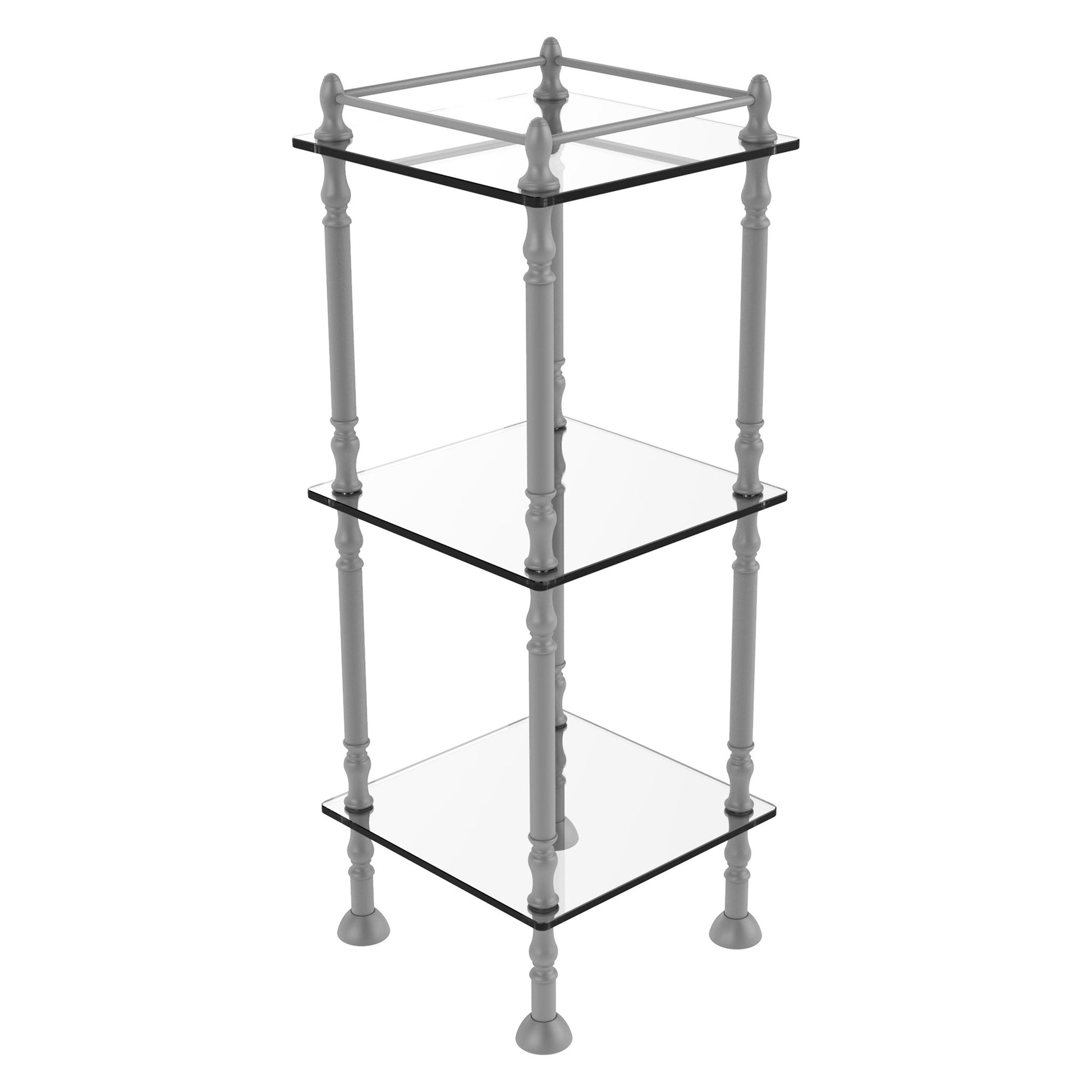 Allied Brass ET-14X143TGL 14" x 14" Matte Gray Solid Brass Three Tier Etagere With 14" x 14" Shelves