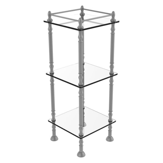 Allied Brass ET-14X143TGL 14" x 14" Matte Gray Solid Brass Three Tier Etagere With 14" x 14" Shelves