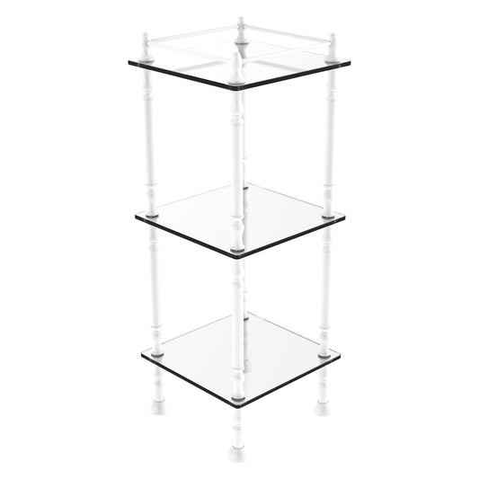 Allied Brass ET-14X143TGL 14" x 14" Matte White Solid Brass Three Tier Etagere With 14" x 14" Shelves