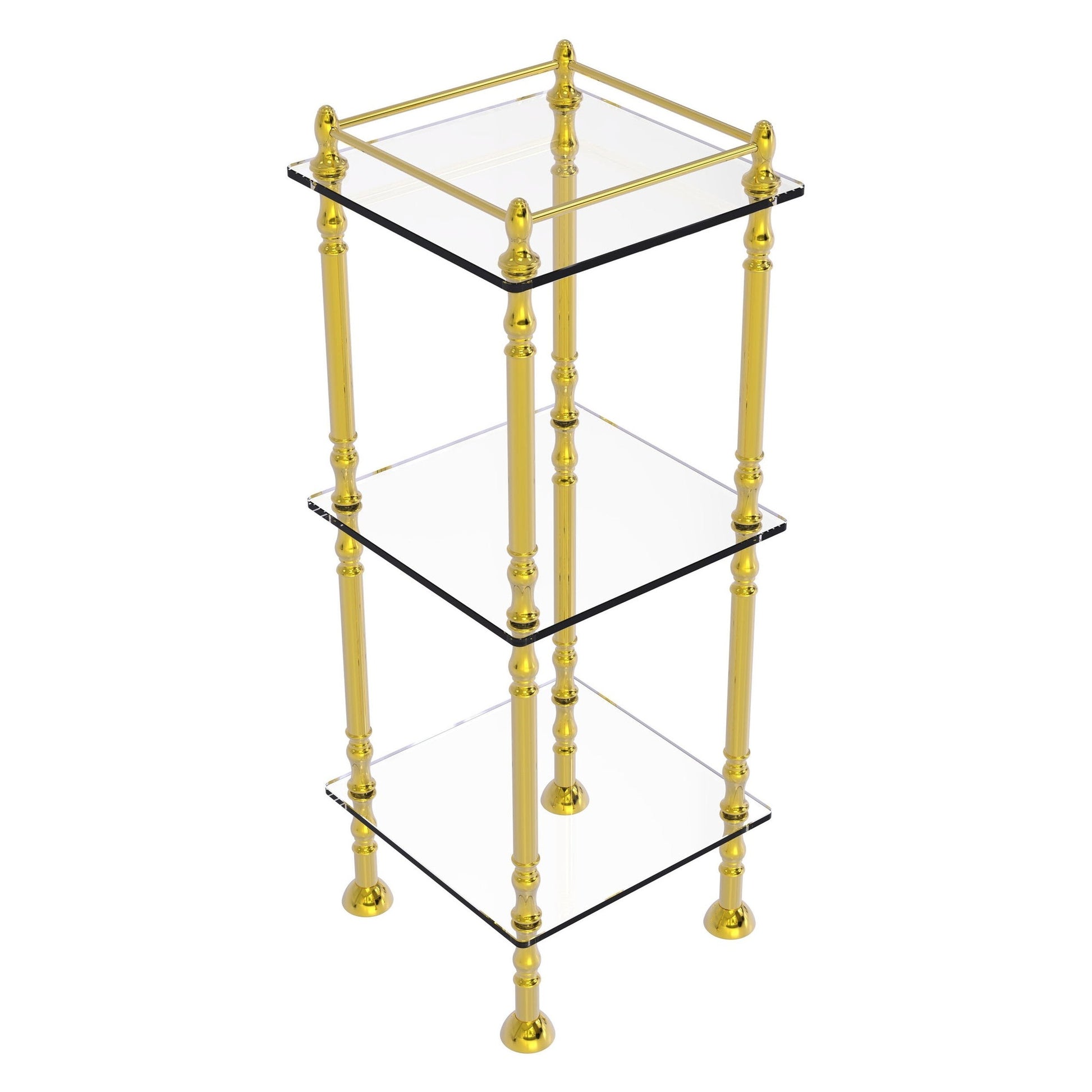 Allied Brass ET-14X143TGL 14" x 14" Polished Brass Solid Brass Three Tier Etagere With 14" x 14" Shelves