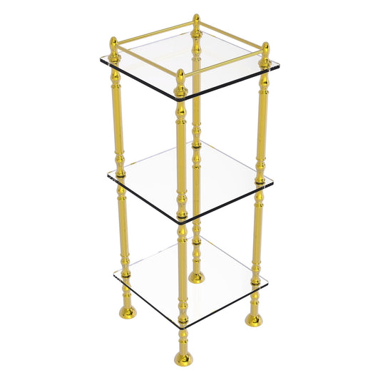Allied Brass ET-14X143TGL 14" x 14" Polished Brass Solid Brass Three Tier Etagere With 14" x 14" Shelves