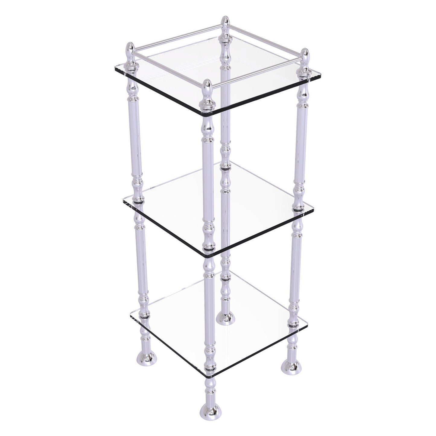Allied Brass ET-14X143TGL 14" x 14" Polished Chrome Solid Brass Three Tier Etagere With 14" x 14" Shelves