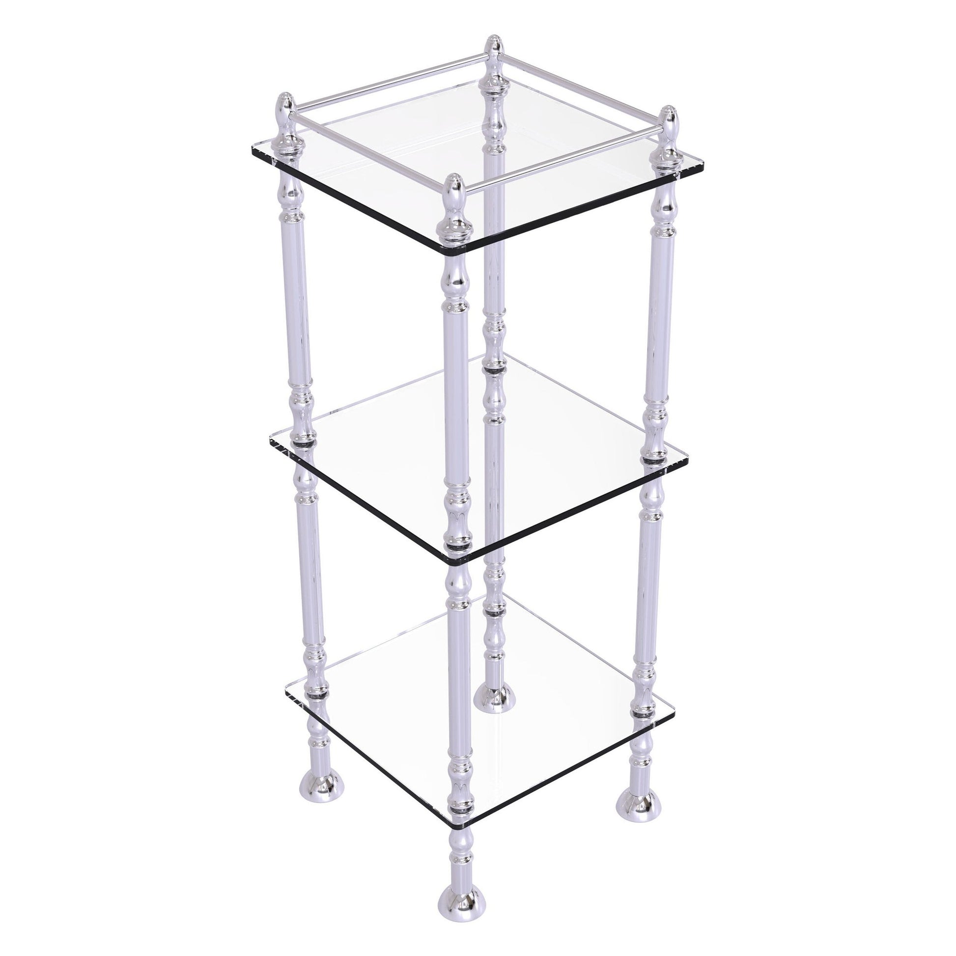 Allied Brass ET-14X143TGL 14" x 14" Polished Chrome Solid Brass Three Tier Etagere With 14" x 14" Shelves