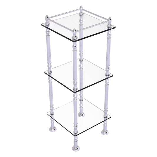 Allied Brass ET-14X143TGL 14" x 14" Polished Chrome Solid Brass Three Tier Etagere With 14" x 14" Shelves