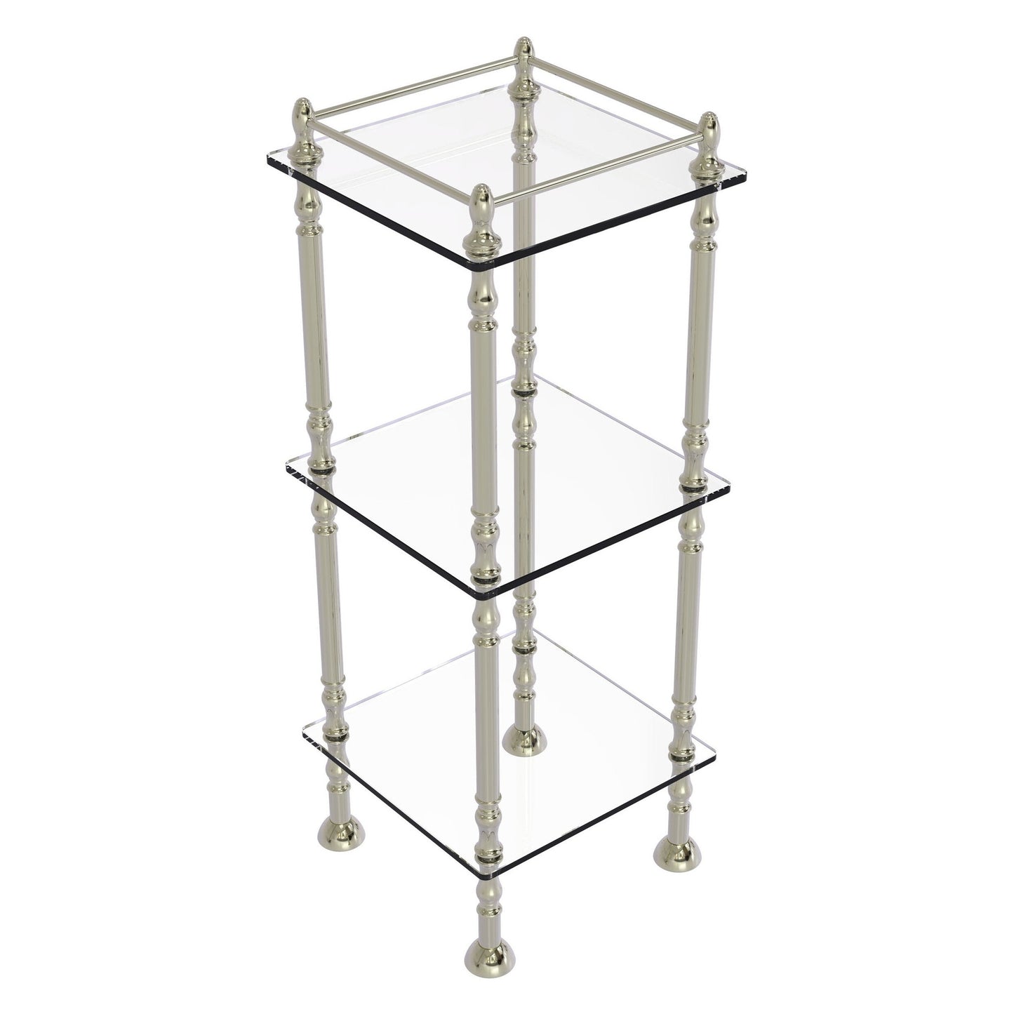 Allied Brass ET-14X143TGL 14" x 14" Polished Nickel Solid Brass Three Tier Etagere With 14" x 14" Shelves