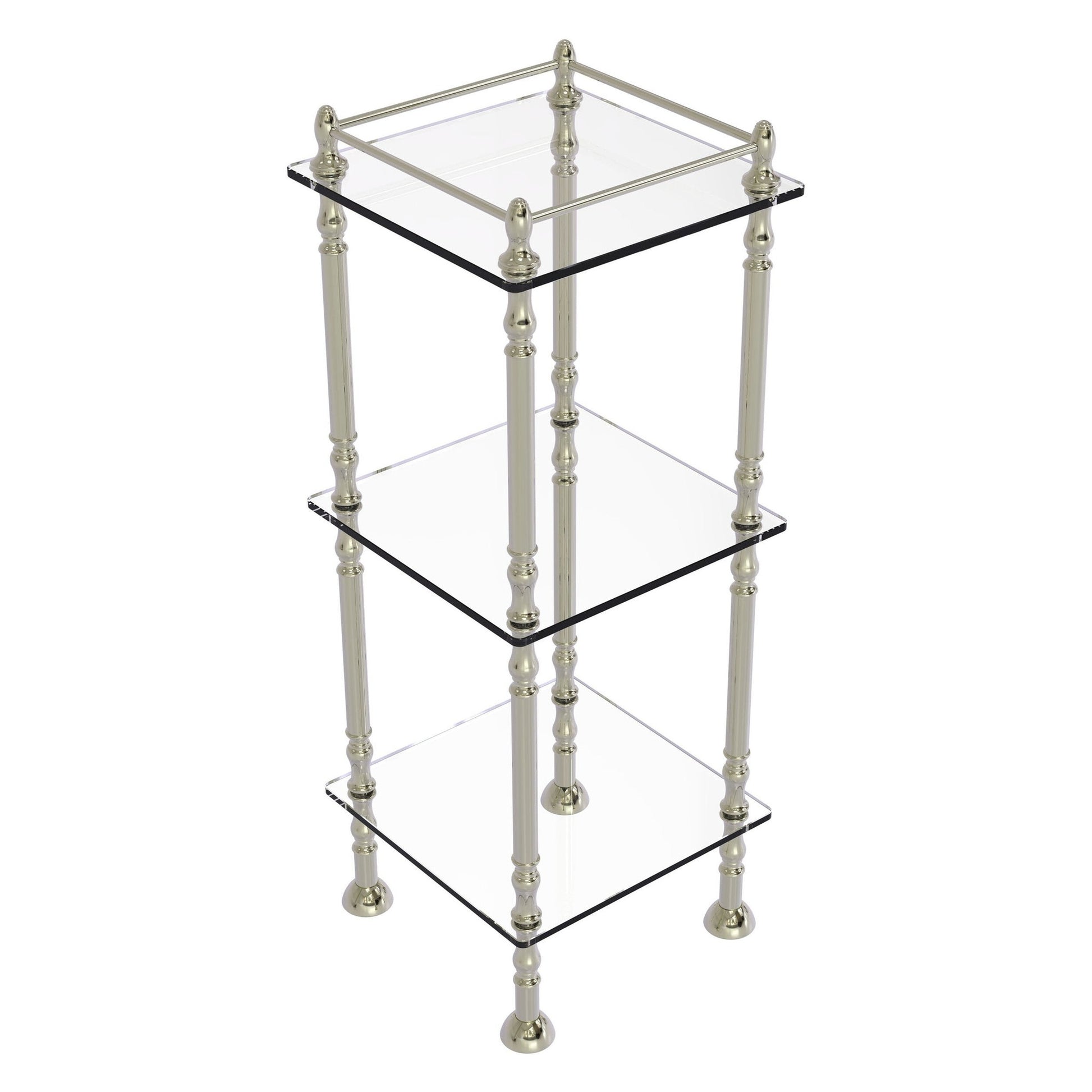 Allied Brass ET-14X143TGL 14" x 14" Polished Nickel Solid Brass Three Tier Etagere With 14" x 14" Shelves