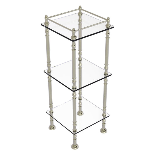 Allied Brass ET-14X143TGL 14" x 14" Polished Nickel Solid Brass Three Tier Etagere With 14" x 14" Shelves