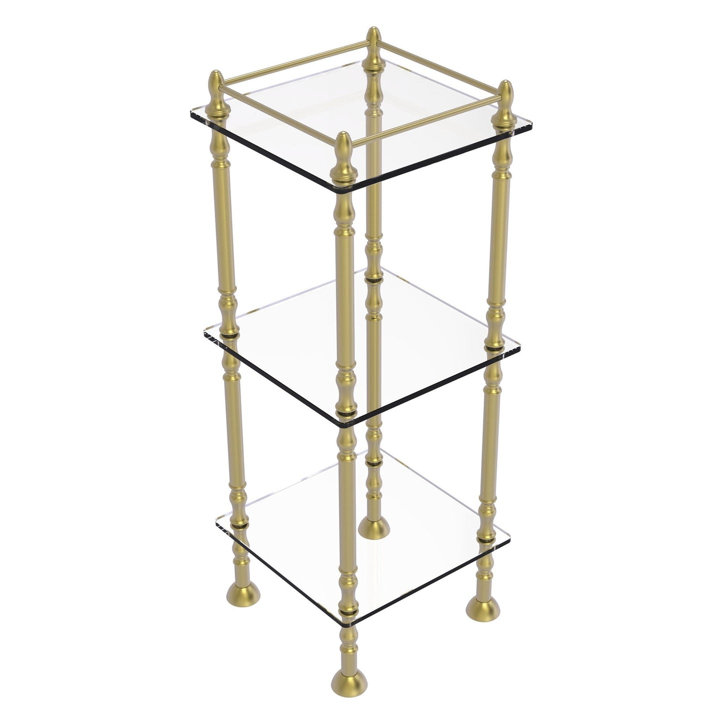 Allied Brass ET-14X143TGL 14" x 14" Satin Brass Solid Brass Three Tier Etagere With 14" x 14" Shelves