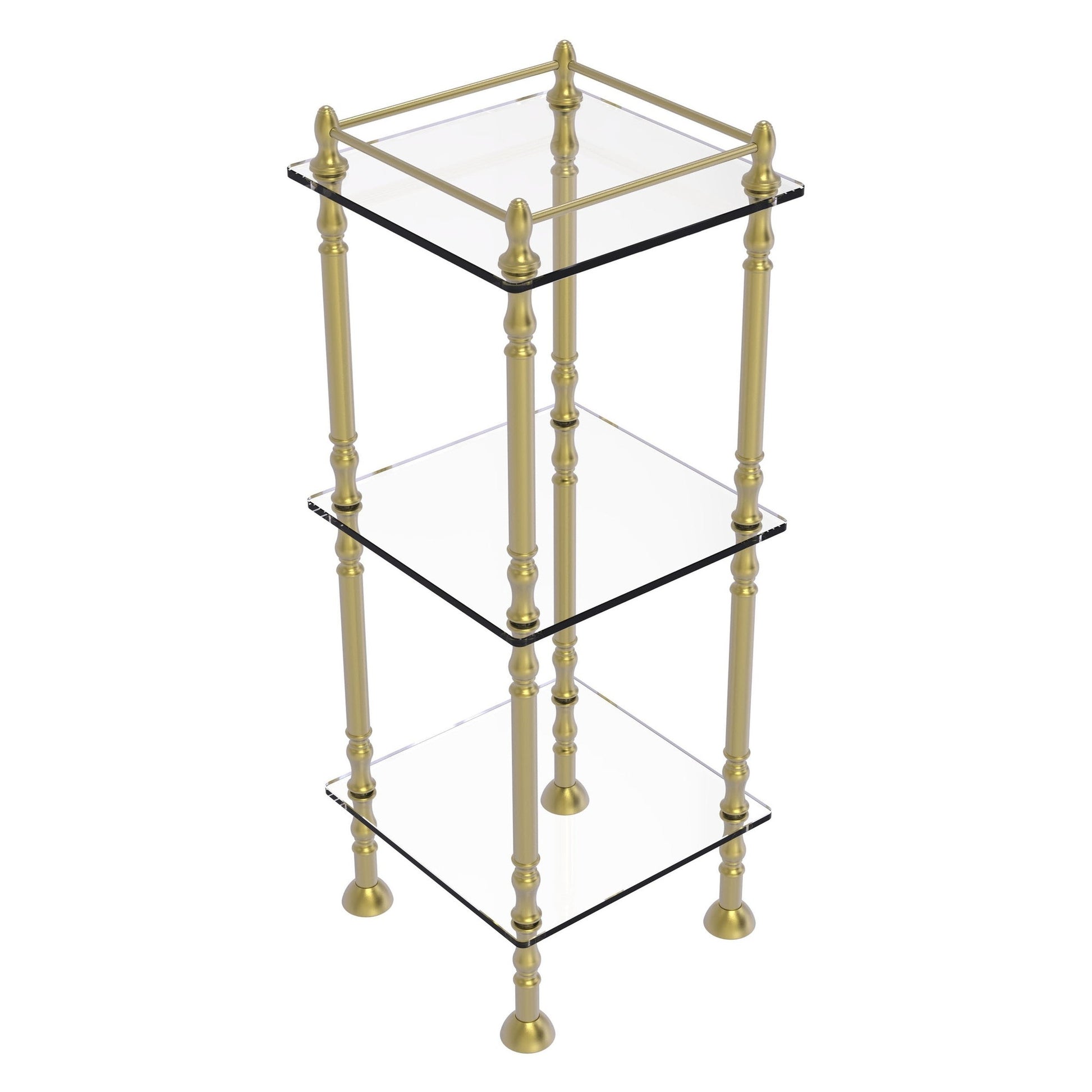 Allied Brass ET-14X143TGL 14" x 14" Satin Brass Solid Brass Three Tier Etagere With 14" x 14" Shelves