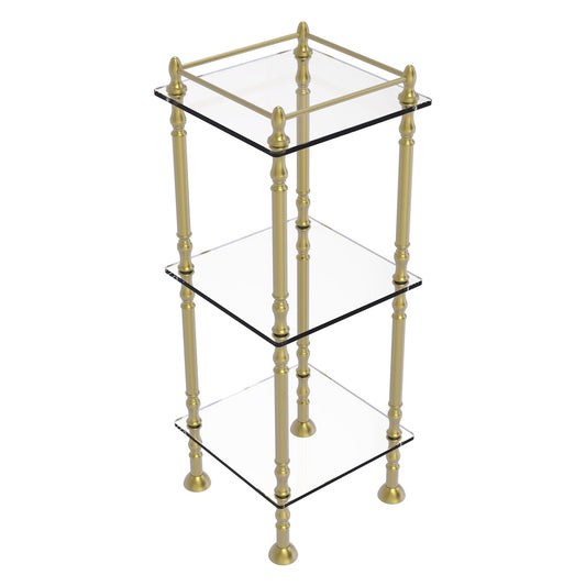 Allied Brass ET-14X143TGL 14" x 14" Satin Brass Solid Brass Three Tier Etagere With 14" x 14" Shelves