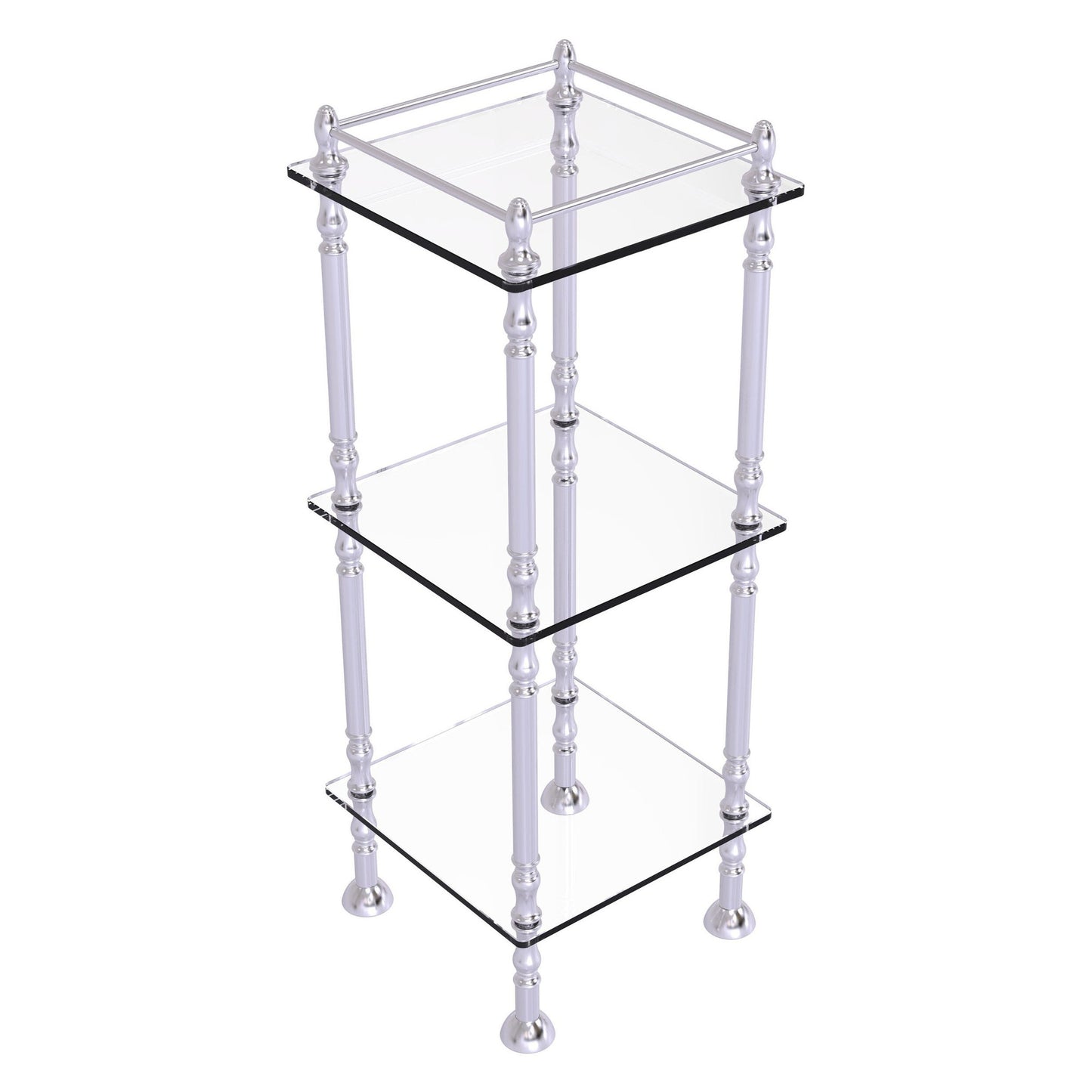 Allied Brass ET-14X143TGL 14" x 14" Satin Chrome Solid Brass Three Tier Etagere With 14" x 14" Shelves
