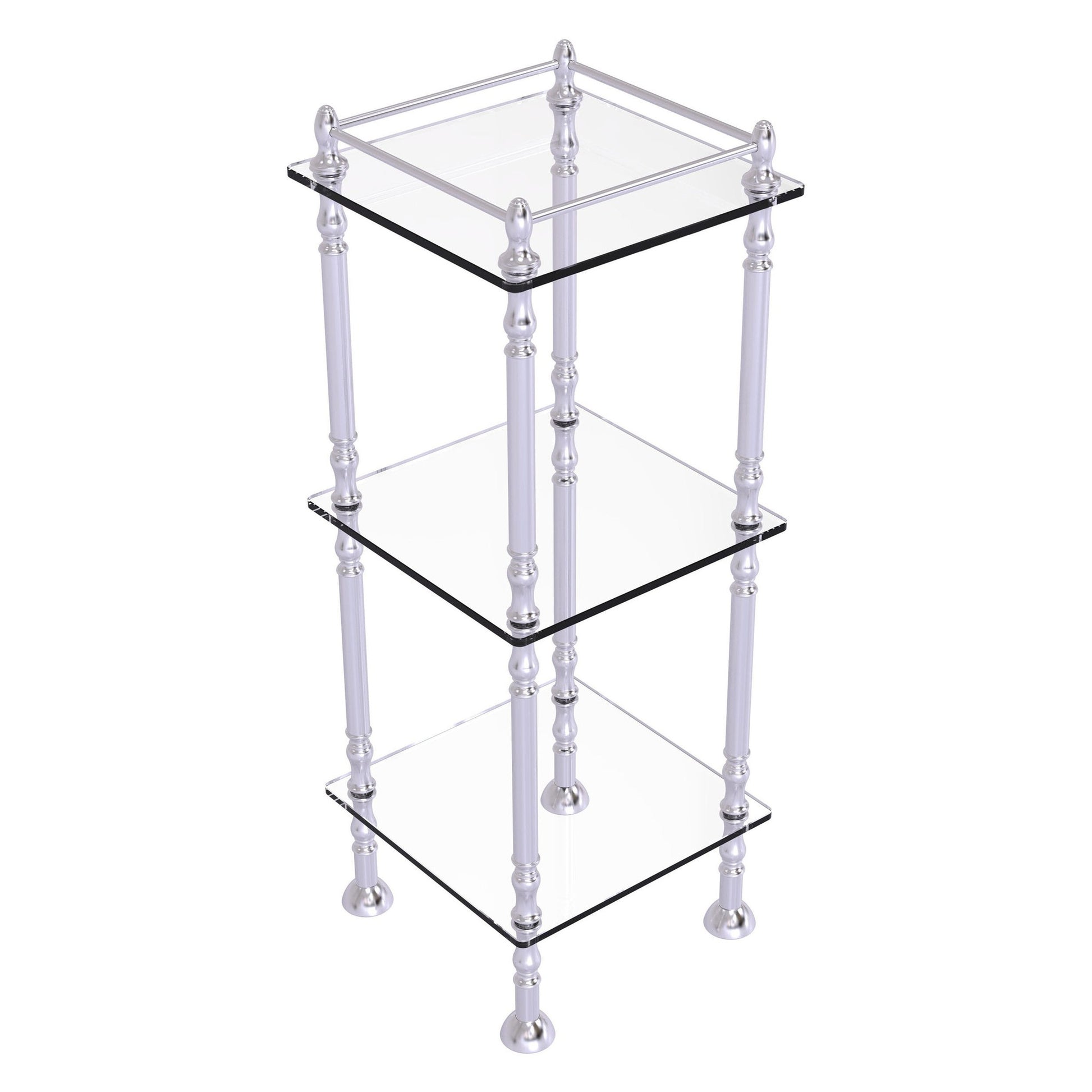 Allied Brass ET-14X143TGL 14" x 14" Satin Chrome Solid Brass Three Tier Etagere With 14" x 14" Shelves