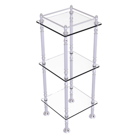 Allied Brass ET-14X143TGL 14" x 14" Satin Chrome Solid Brass Three Tier Etagere With 14" x 14" Shelves