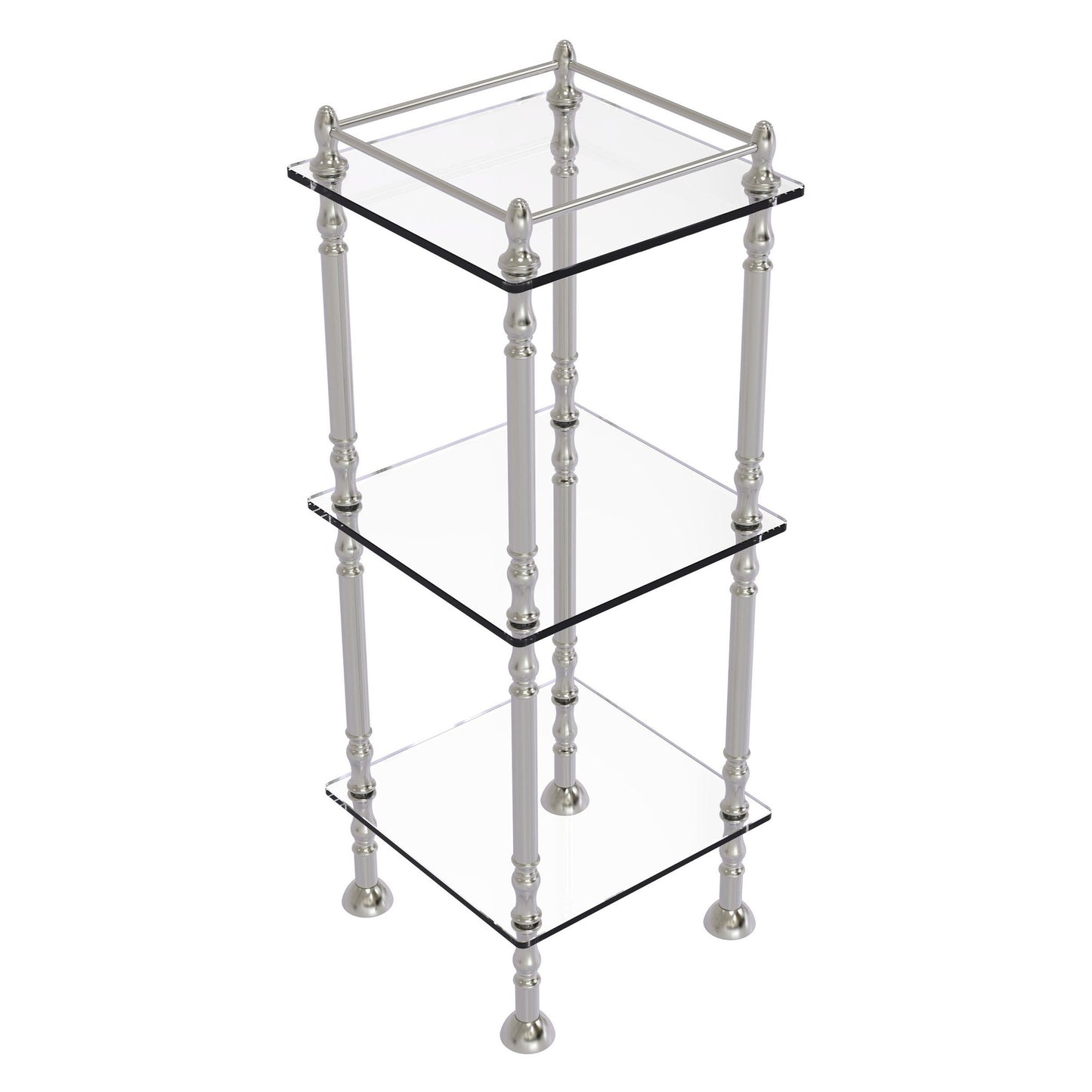 Allied Brass ET-14X143TGL 14" x 14" Satin Nickel Solid Brass Three Tier Etagere With 14" x 14" Shelves