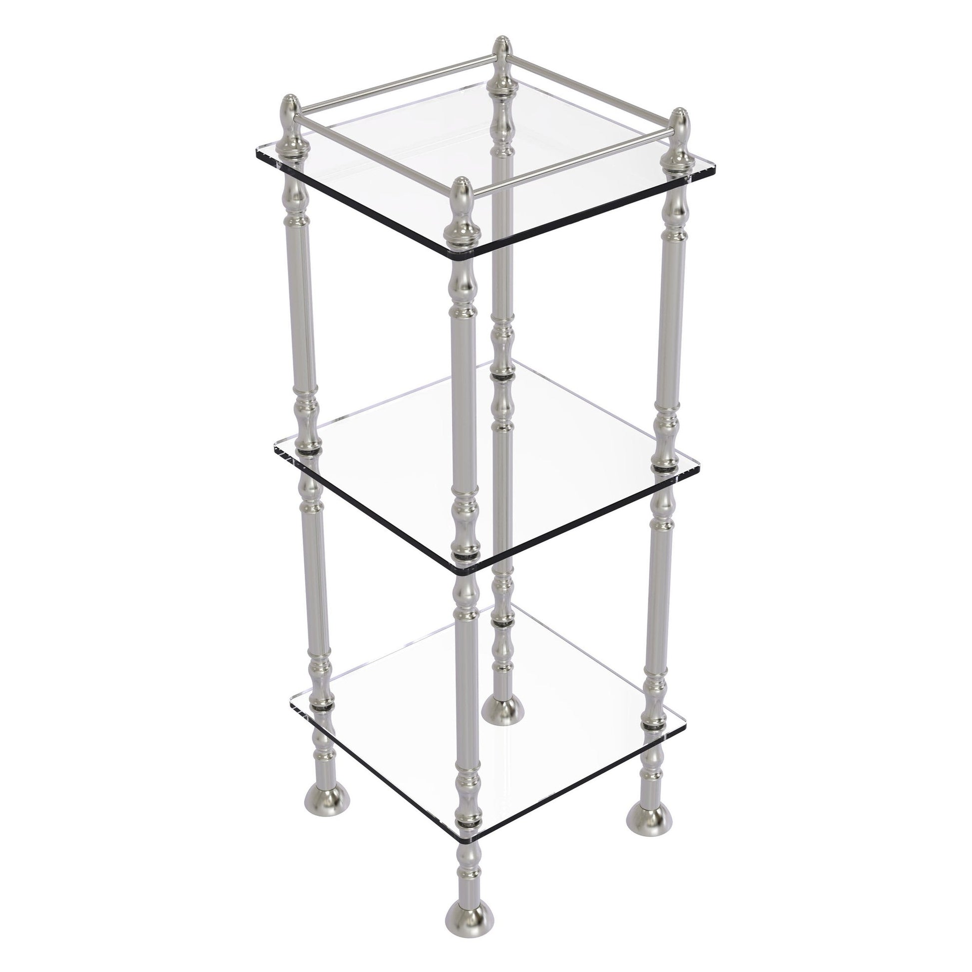 Allied Brass ET-14X143TGL 14" x 14" Satin Nickel Solid Brass Three Tier Etagere With 14" x 14" Shelves