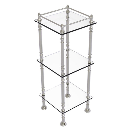 Allied Brass ET-14X143TGL 14" x 14" Satin Nickel Solid Brass Three Tier Etagere With 14" x 14" Shelves