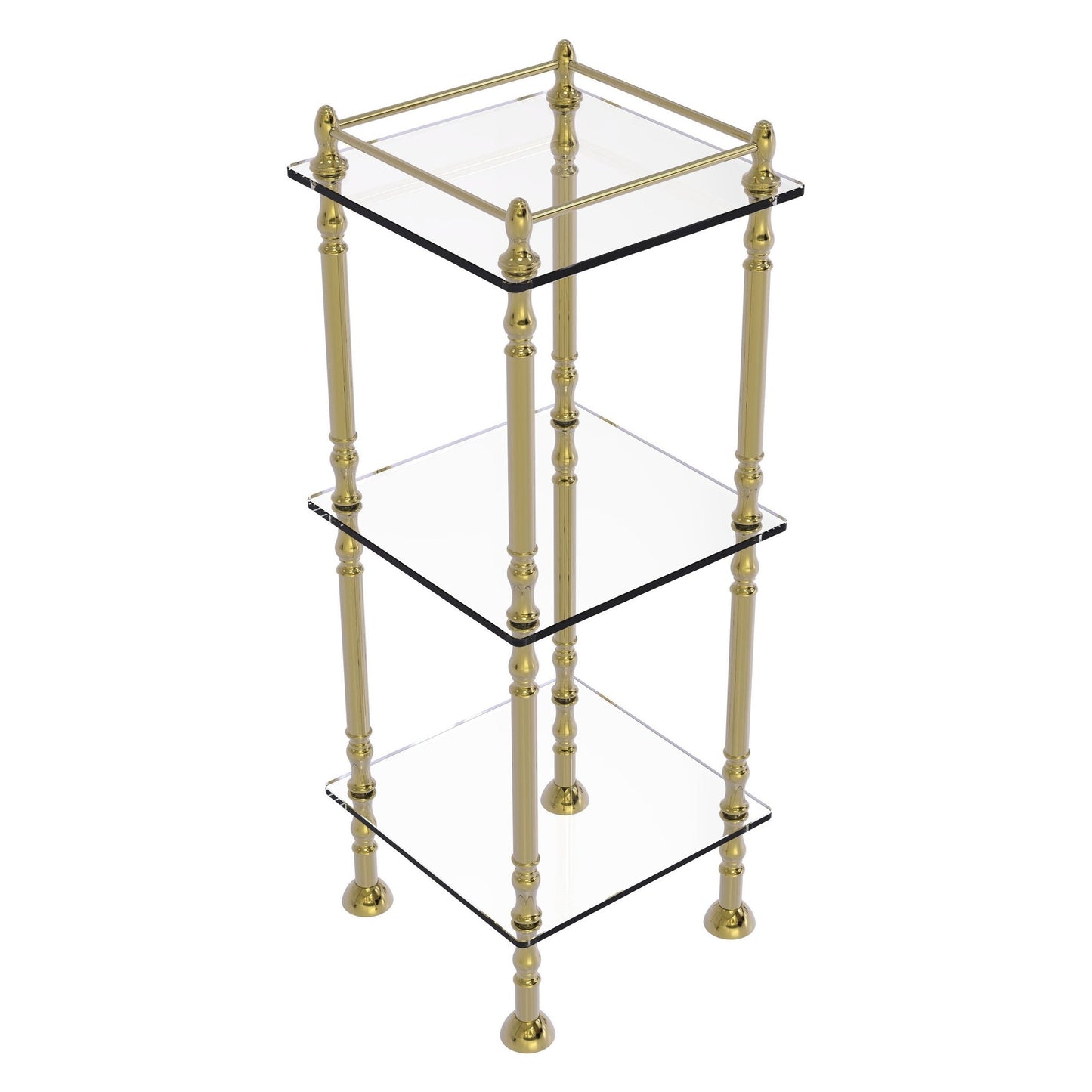 Allied Brass ET-14X143TGL 14" x 14" Unlacquered Brass Solid Brass Three Tier Etagere With 14" x 14" Shelves