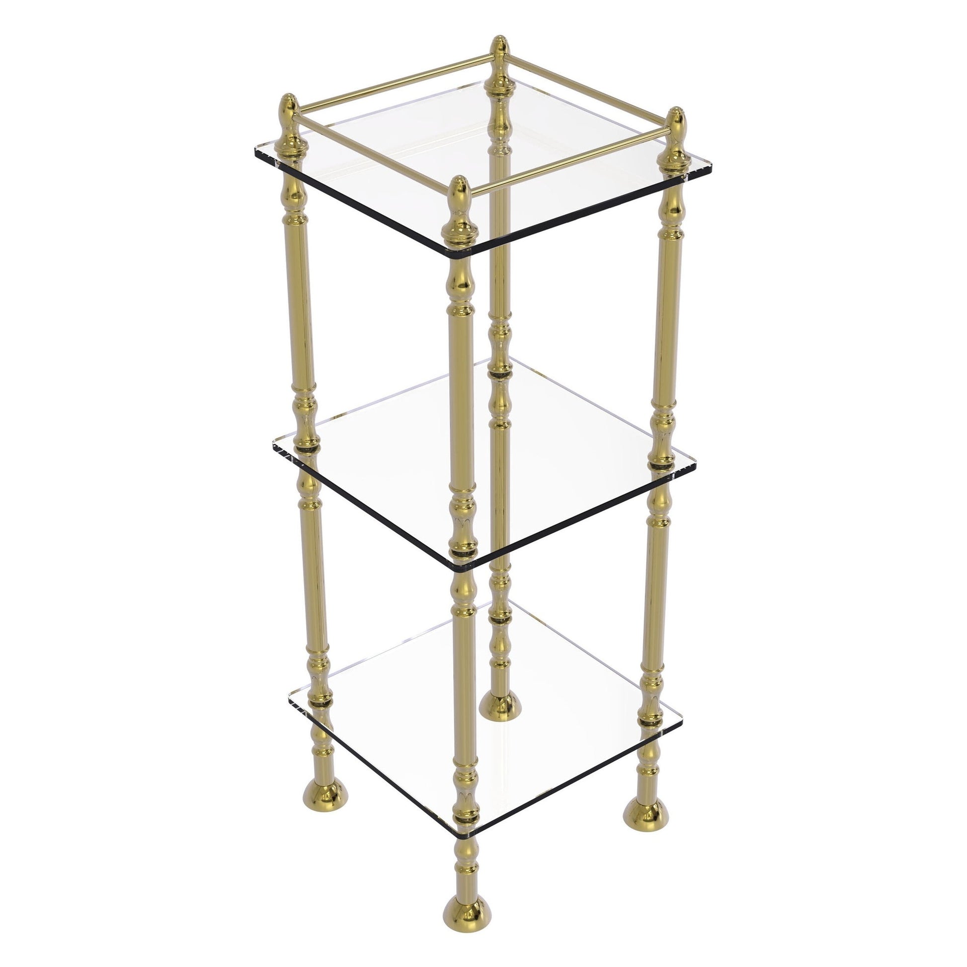 Allied Brass ET-14X143TGL 14" x 14" Unlacquered Brass Solid Brass Three Tier Etagere With 14" x 14" Shelves