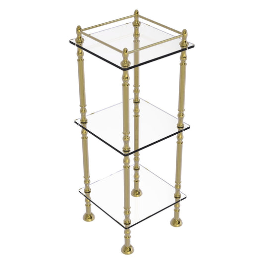 Allied Brass ET-14X143TGL 14" x 14" Unlacquered Brass Solid Brass Three Tier Etagere With 14" x 14" Shelves