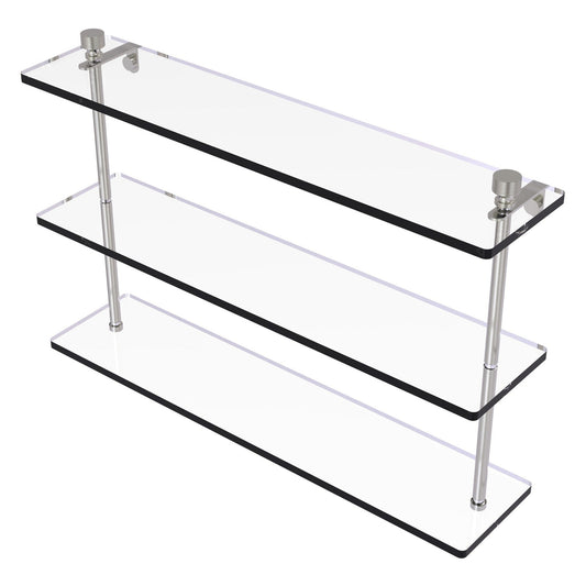 Allied Brass Foxtrot 22" x 5" Satin Nickel Solid Brass Triple Tiered Glass Shelf
