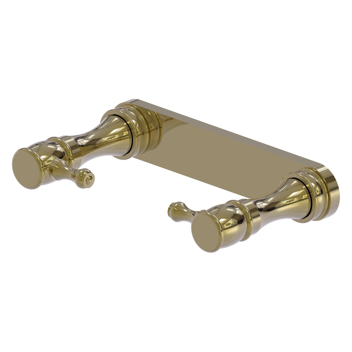 Allied Brass GI-24R 7" x 4" Unlacquered Brass Solid Brass Traditional Style Rollerless Toilet Tissue Holder