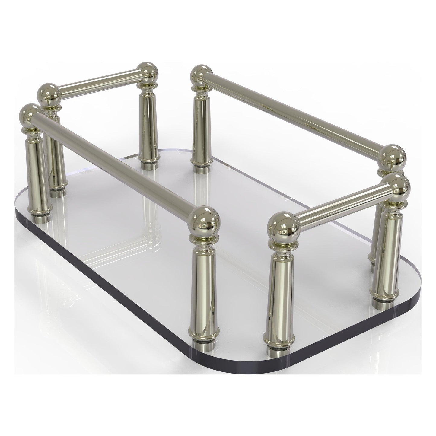 Allied Brass GT-5 10" x 6" Polished Nickel Solid Brass Vanity Top Glass Guest Towel Tray