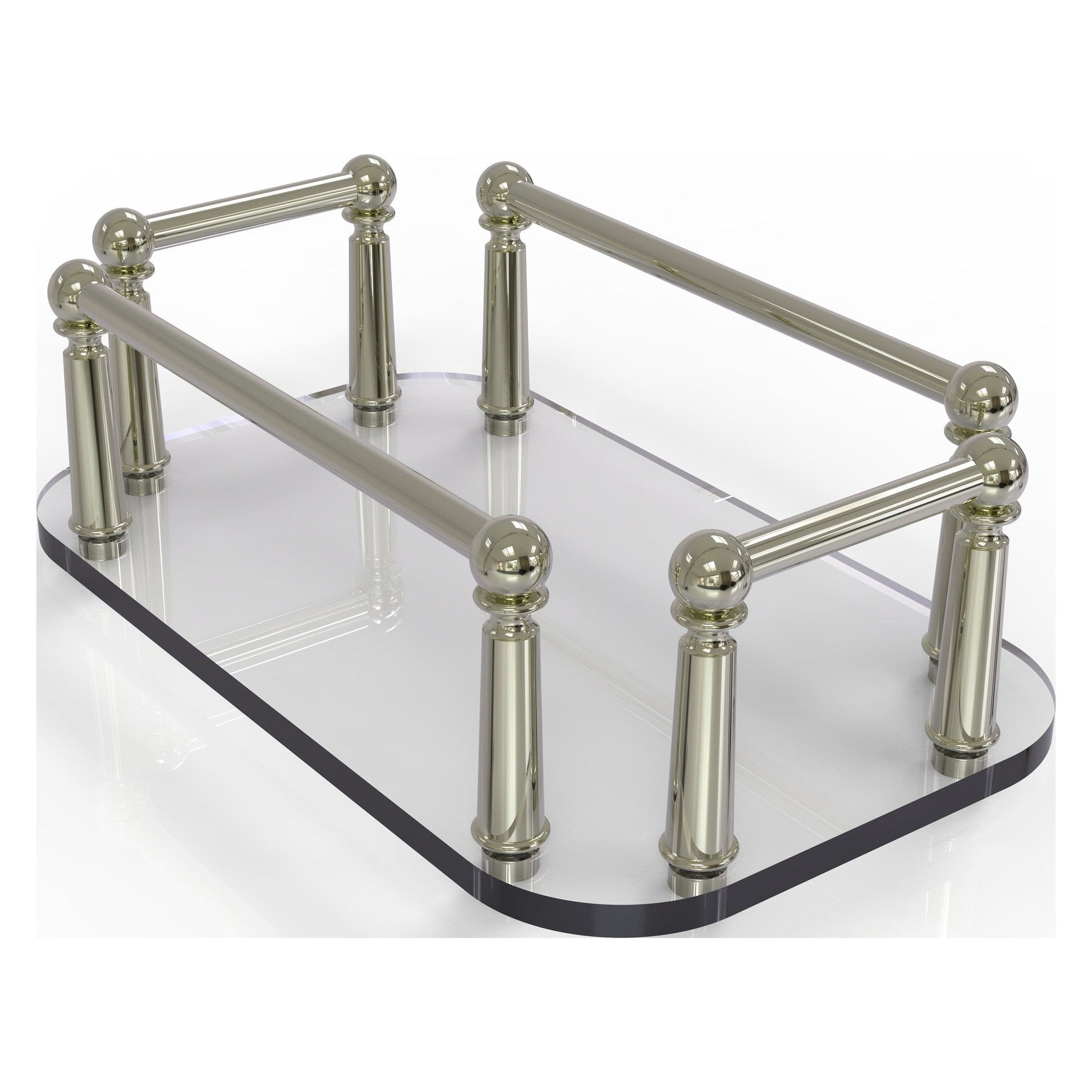 Allied Brass GT-5 10" x 6" Polished Nickel Solid Brass Vanity Top Glass Guest Towel Tray