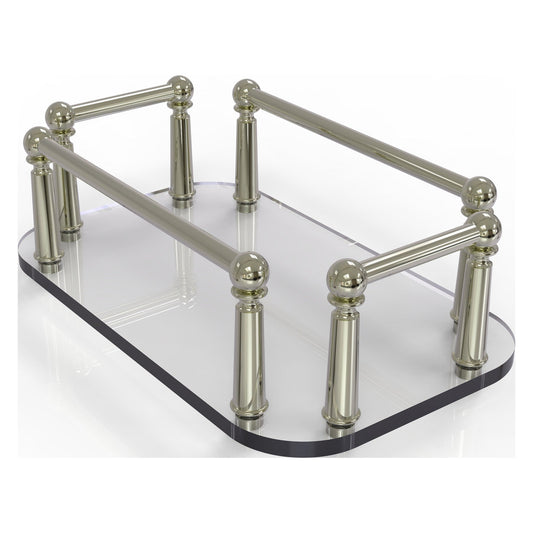 Allied Brass GT-5 10" x 6" Polished Nickel Solid Brass Vanity Top Glass Guest Towel Tray