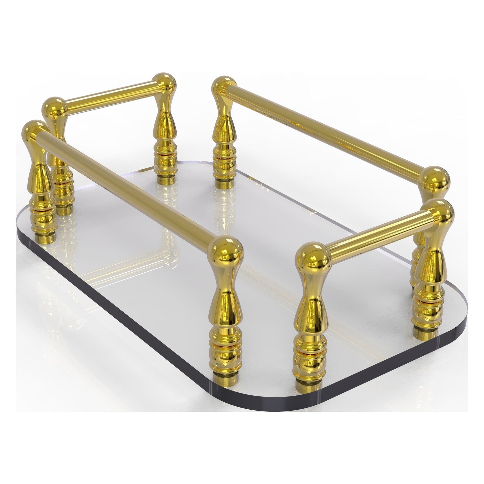 Allied Brass GT-6 10" x 6" Polished Brass Solid Brass Vanity Top Glass Guest Towel Tray