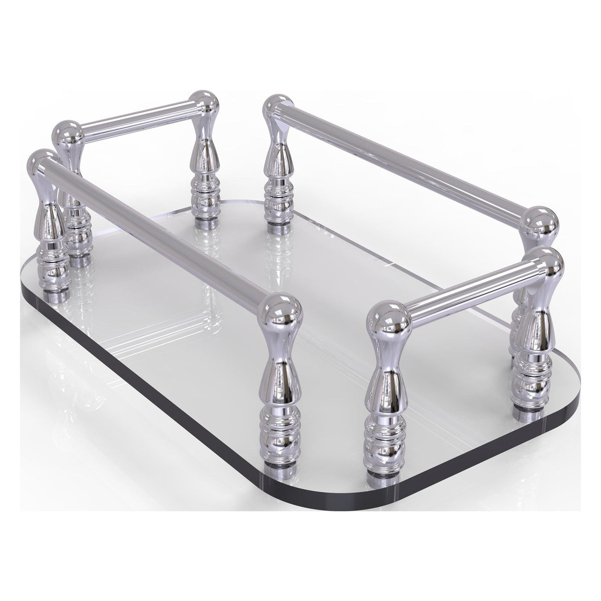 Allied Brass GT-6 10" x 6" Polished Chrome Solid Brass Vanity Top Glass Guest Towel Tray