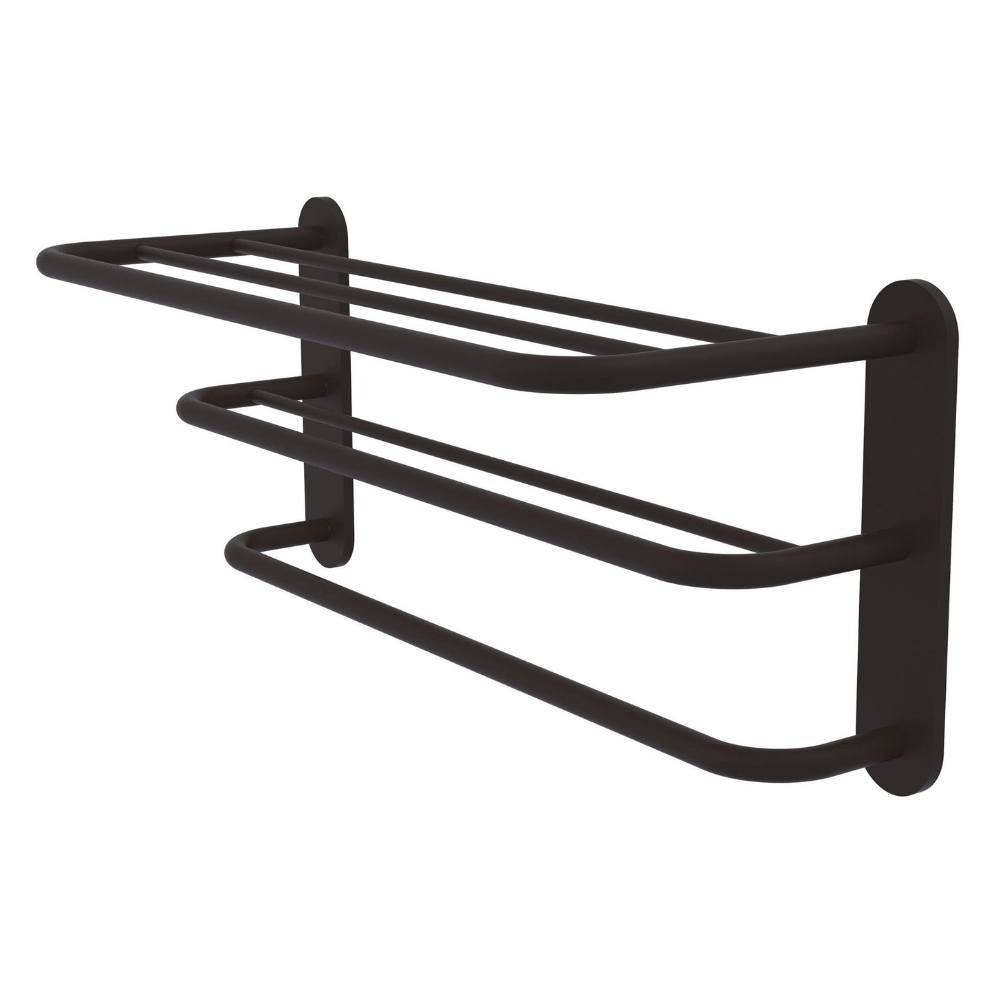 Allied Brass HTL-3 24.7" x 8.9" Oil Rubbed Bronze Solid Brass Three-Tier Hotel Style Towel Shelf With Drying Rack