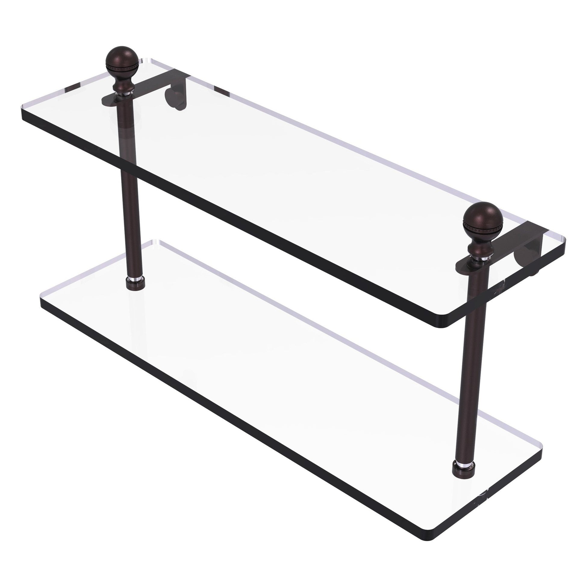 Allied Brass Mambo 16" x 5" Antique Bronze Solid Brass Two-Tiered Glass Shelf