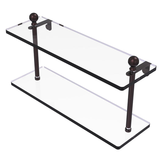 Allied Brass Mambo 16" x 5" Antique Bronze Solid Brass Two-Tiered Glass Shelf