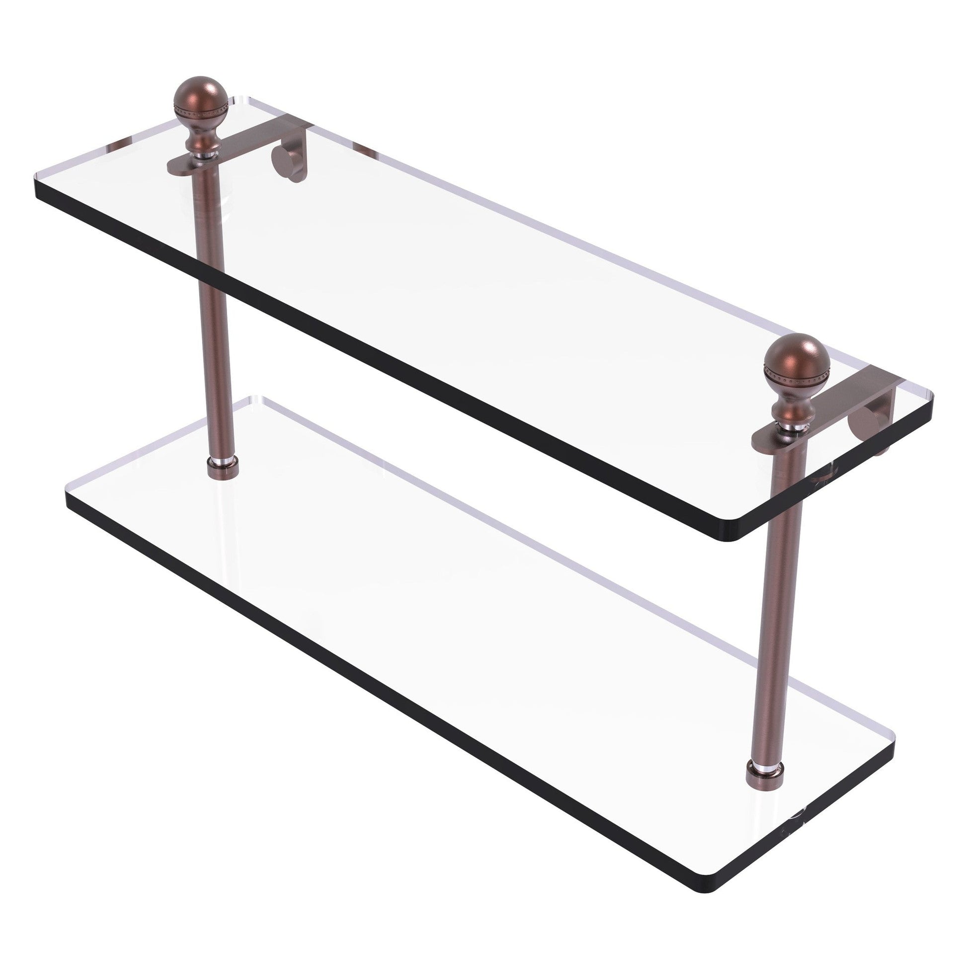 Allied Brass Mambo 16" x 5" Antique Copper Solid Brass Two-Tiered Glass Shelf