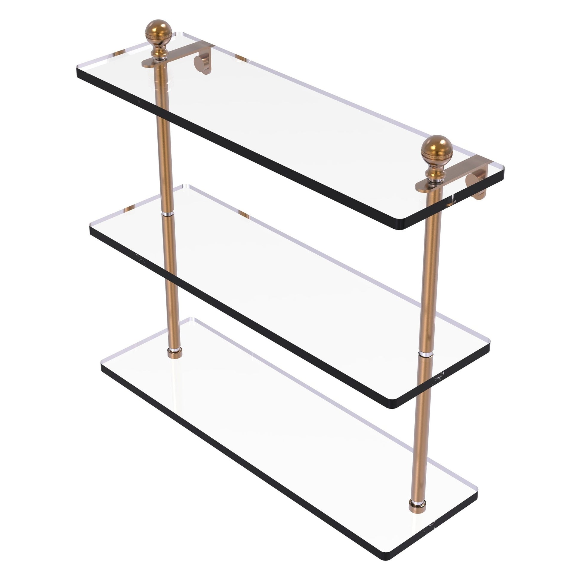 Allied Brass Mambo 16" x 5" Brushed Bronze Solid Brass Triple Tiered Glass Shelf