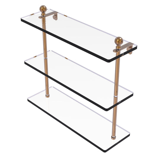Allied Brass Mambo 16" x 5" Brushed Bronze Solid Brass Triple Tiered Glass Shelf