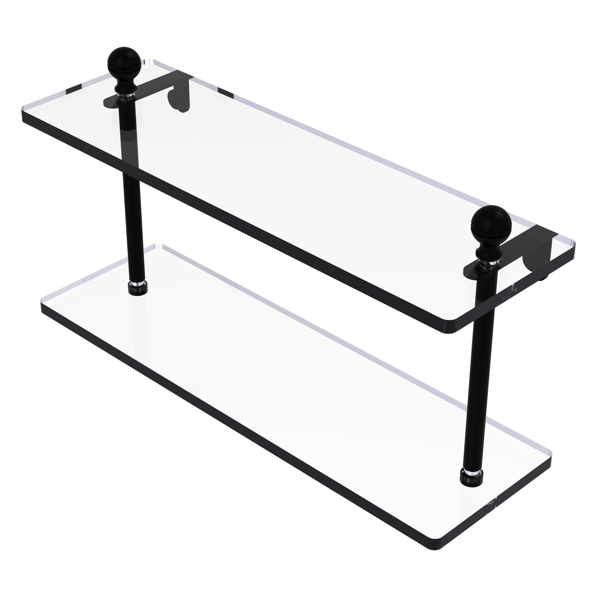 Allied Brass Mambo 16" x 5" Matte Black Solid Brass Two-Tiered Glass Shelf