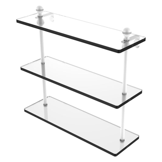 Allied Brass Mambo 16" x 5" Matte White Solid Brass Triple Tiered Glass Shelf